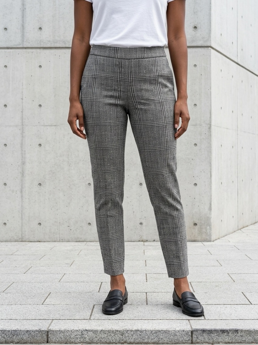 Cato Black & Gray Plaid Slim Ankle Pants